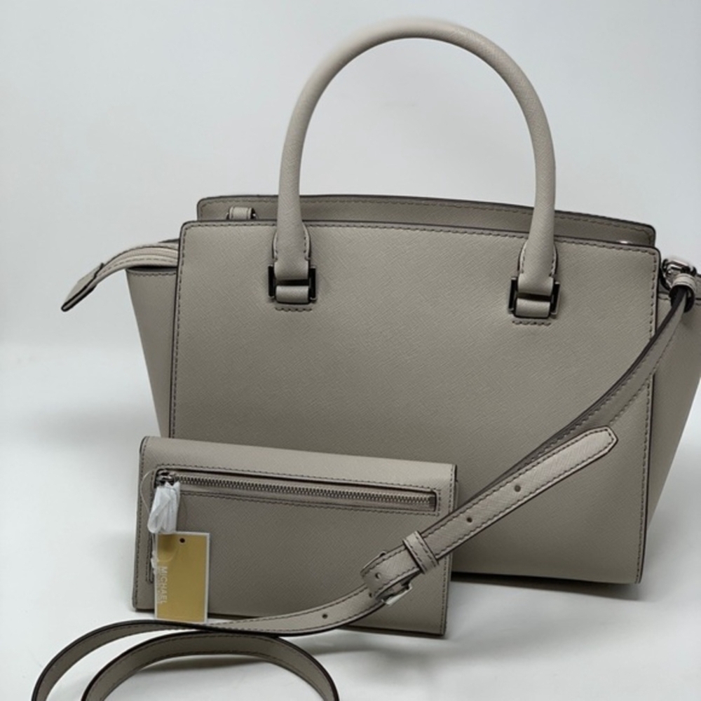 Michael Kors Gray Studded Handbag and Wallet Set - Picture 4 of 8